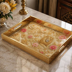Lion Peony Daily Glass Tray – Gold Scrollwork Border - MintiHome