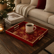 Red Gold Snowflake Christmas Glass Tray – Holiday Serving - MintiHome