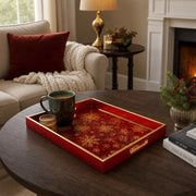 Red Gold Snowflake Christmas Glass Tray – Holiday Serving - MintiHome