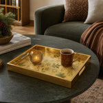 Gold Christmas Glass Tray – Snowflake Holly Green Leaves - MintiHome
