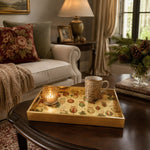 Gold Christmas Glass Tray – Ornaments Holly Bow Border - MintiHome