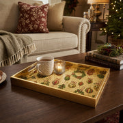 Gold Christmas Glass Tray – Ornaments Holly Bow Border - MintiHome