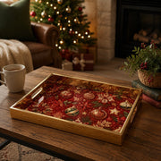 Vintage Ornament Snowflake Christmas Glass Serving Tray - MintiHome