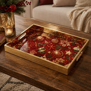 Vintage Ornament Snowflake Christmas Glass Serving Tray - MintiHome