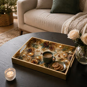 Gold Christmas Glass Tray with Pinecones, Ornaments and Star Accents - MintiHome
