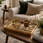Gold Christmas Glass Tray with Pinecones, Ornaments and Star Accents - MintiHome