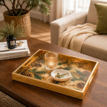Gold Christmas Glass Tray with Pinecones and Pine Sprigs - MintiHome
