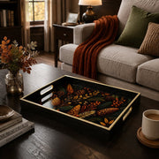 Black Christmas Glass Tray with Pinecones and Berry Clusters - MintiHome