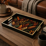 Black Christmas Glass Tray with Pinecones and Berry Clusters - MintiHome
