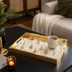 Gold Christmas Glass Tray with Gold Trees, Stars and Silver Snowflakes - MintiHome
