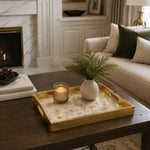 Gold Christmas Glass Tray with Gold Forest, Pinecones and Birds - MintiHome
