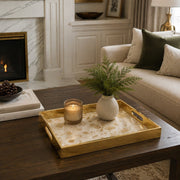 Gold Christmas Glass Tray with Gold Forest, Pinecones and Birds - MintiHome
