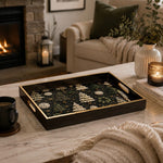 Christmas Embroidered Tree Glass Tray - Midnight Gold - MintiHome