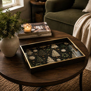 Christmas Embroidered Tree Glass Tray - Midnight Gold - MintiHome