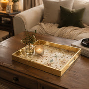 Christmas Blush Snowflake Glass Serving Tray - Pearl Gold - MintiHome