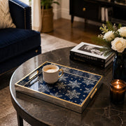 Christmas Midnight Star Glass Serving Tray - Navy Blue - MintiHome