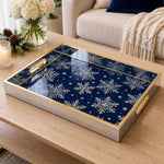Christmas Midnight Star Glass Serving Tray - Navy Blue - MintiHome