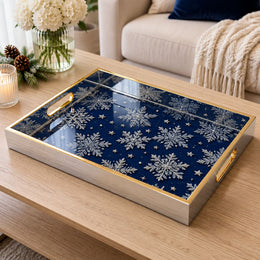 Christmas Midnight Star Glass Serving Tray - Navy Blue - MintiHome