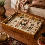 Folk Santa Heritage Geometric Glass Serving Tray National Days - MintiHome