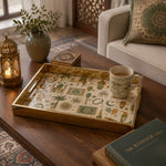 Golden Eid Lantern Moon Stars Glass Serving Tray National Days - MintiHome