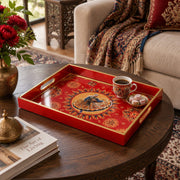 Red Whirling Dervish Sun Mandala Glass Serving Tray National Days - MintiHome