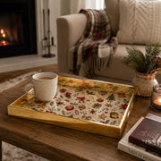 Christmas Vintage Doodle Glass Serving Tray – Holiday Pattern Platter - MintiHome