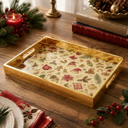 Christmas Santa Hat Gingerbread Glass Serving Tray – Vintage Platter - MintiHome