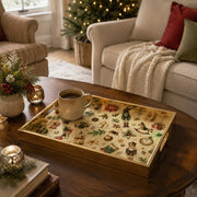 Christmas Nutcracker Vintage Glass Serving Tray – Gold Border Platter - MintiHome