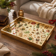 Christmas Nutcracker Vintage Glass Serving Tray – Gold Border Platter - MintiHome