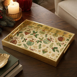 Christmas Ornament Bauble Glass Serving Tray – Vintage Holiday Platter - MintiHome