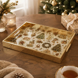 Christmas Golden Tree Angel Glass Serving Tray – Vintage Platter - MintiHome
