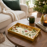 Christmas Poinsettia Pinecone Glass Serving Tray – Festive Platter - MintiHome