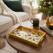 Christmas Poinsettia Pinecone Glass Serving Tray – Festive Platter - MintiHome
