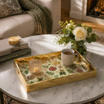 Christmas Poinsettia Pinecone Glass Serving Tray – Festive Platter - MintiHome