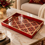 Daily Glass Serving Tray with Gold Border – Botanical Lattice - MintiHome