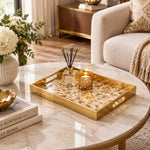 Daily Glass Serving Tray with Gold Border – Gold Trellis Crystal - MintiHome
