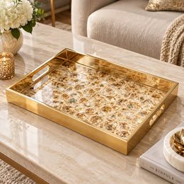 Daily Glass Serving Tray with Gold Border – Gold Trellis Crystal - MintiHome