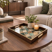 Daily Decorative Glass Serving Tray – Teal Marble Trellis - MintiHome