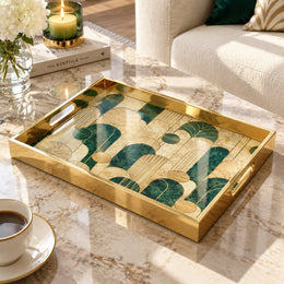 Daily Decorative Glass Serving Tray – Emerald Deco Arch - MintiHome