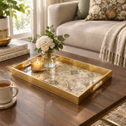 Daily Decorative Glass Serving Tray – Gilded Peony Damask - MintiHome