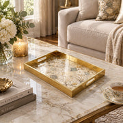 Daily Decorative Glass Serving Tray – Gilded Peony Damask - MintiHome