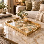 Daily Decorative Glass Serving Tray – Sage Quatrefoil Tile - MintiHome