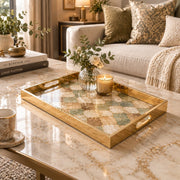 Daily Decorative Glass Serving Tray – Sage Quatrefoil Tile - MintiHome