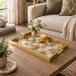 Daily Decorative Glass Serving Tray – Sage Quatrefoil Tile - MintiHome