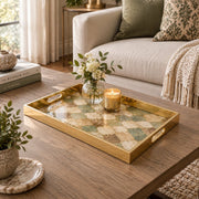 Daily Decorative Glass Serving Tray – Sage Quatrefoil Tile - MintiHome