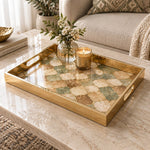 Daily Decorative Glass Serving Tray – Sage Quatrefoil Tile - MintiHome