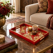 Daily Decorative Glass Serving Tray – Crimson Paisley Cloud - MintiHome