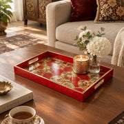 Daily Decorative Glass Serving Tray – Crimson Paisley Cloud - MintiHome