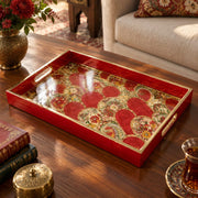 Daily Decorative Glass Serving Tray – Crimson Paisley Cloud - MintiHome