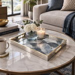 Daily Decorative Glass Serving Tray – Indigo Fan Radial - MintiHome